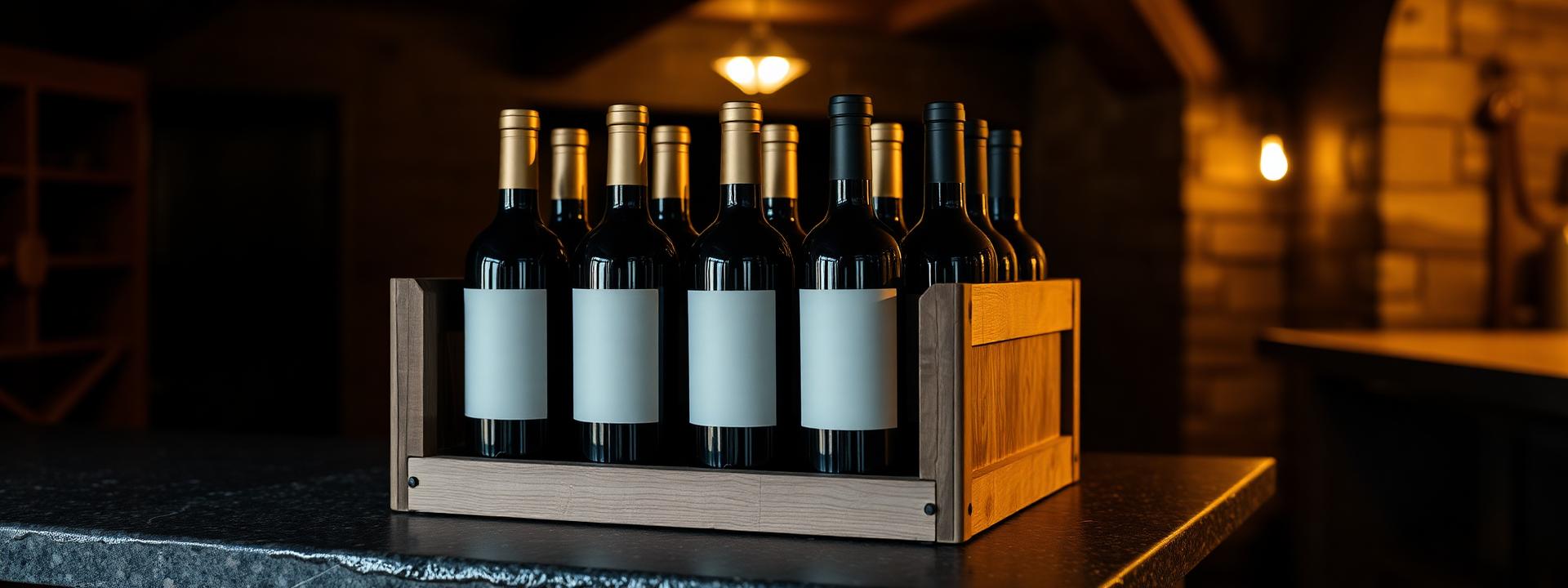 A wooden crate of bottles ready on the shop counter
