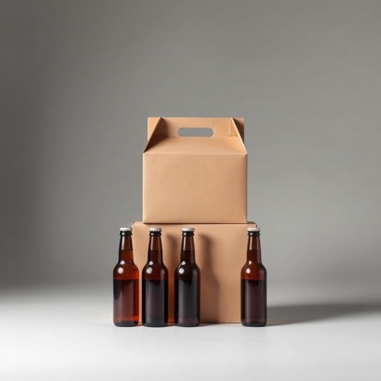 Beer category banner, bottles on a plain studio field
