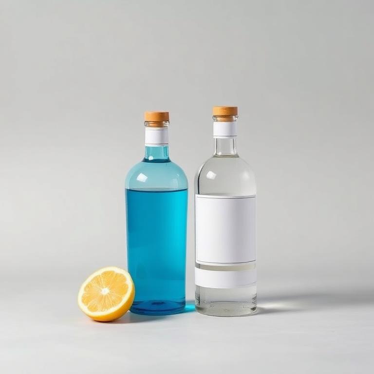 Gin category banner, bottles on a plain studio field