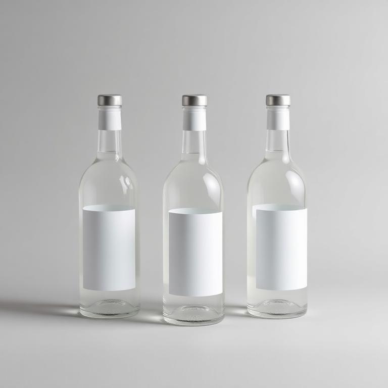 Vodka category banner, bottles on a plain studio field