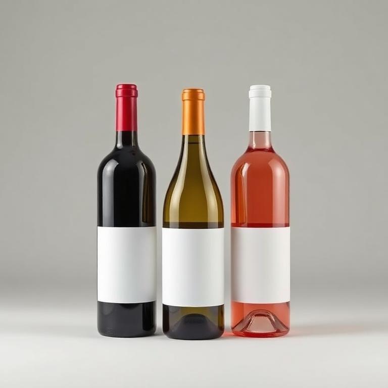 Wine category banner, bottles on a plain studio field